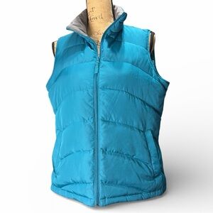 Lands' End Teal Quilted Puffer Vest Outerwear. EC. Size medium petite